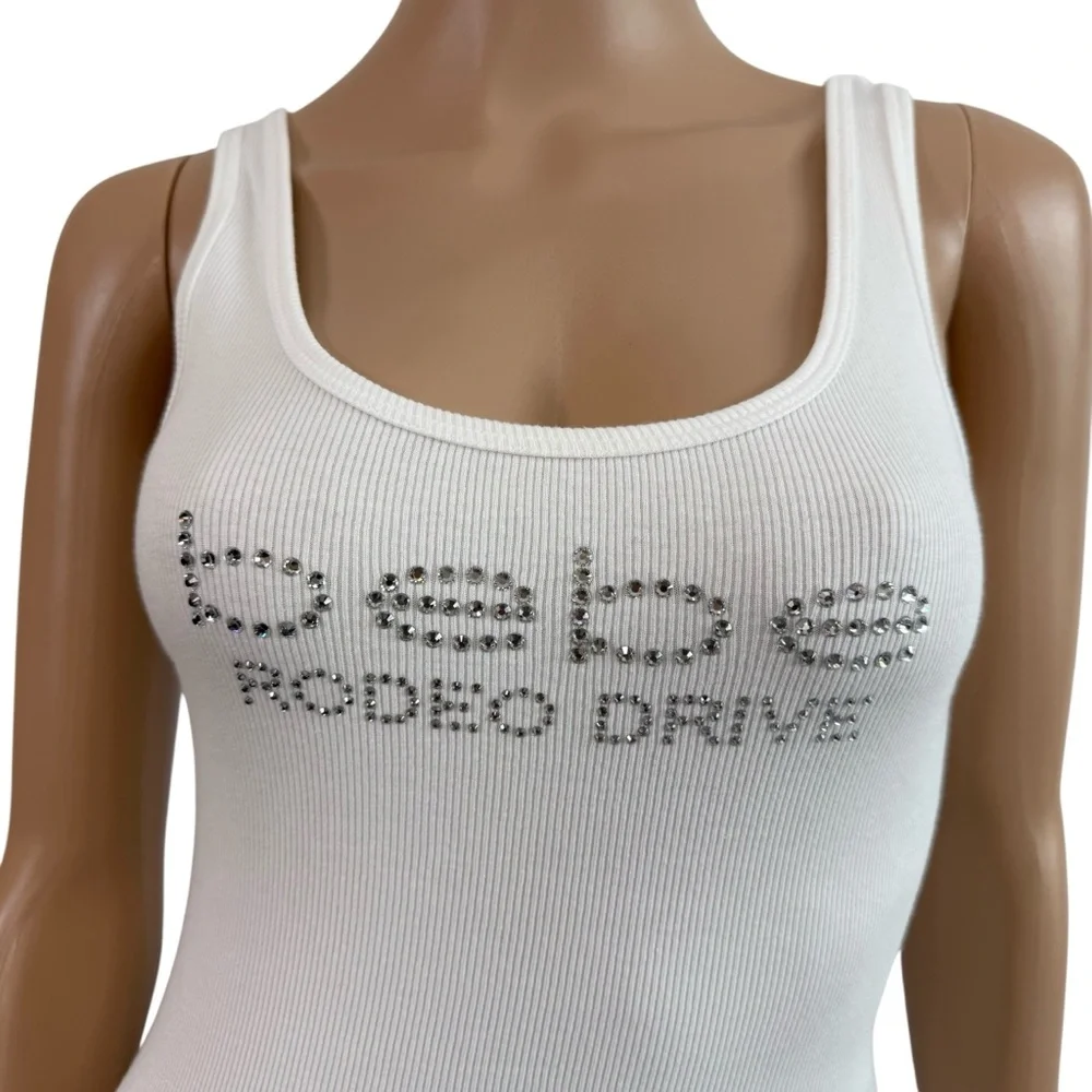 Bebe Logo Rodeo Drive White Tank Top Size M - Picture 2 of 14